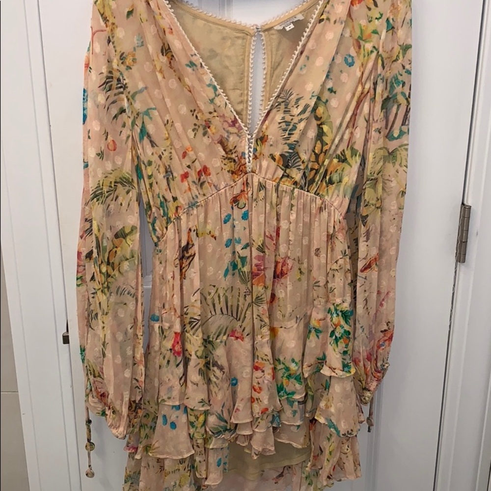 HEMANT & NANDITA Floral Cream Mini Dress - Picture 4 of 4